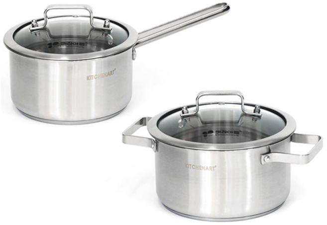 키친아트 인덕션 올가 냄비세트 2종, 편수냄비 18cm + 양수냄비 20cm, 1세트