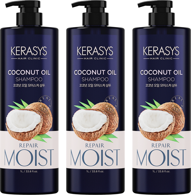 케라시스 코코넛 오일 샴푸, 1L, 3개