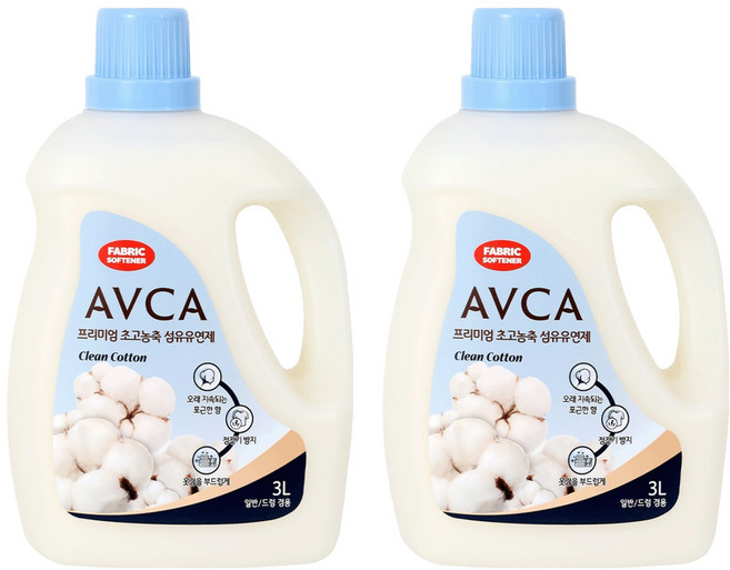 아브카 프리미엄 초고농축 섬유유연제 클린코튼향 본품, 2개, 3L