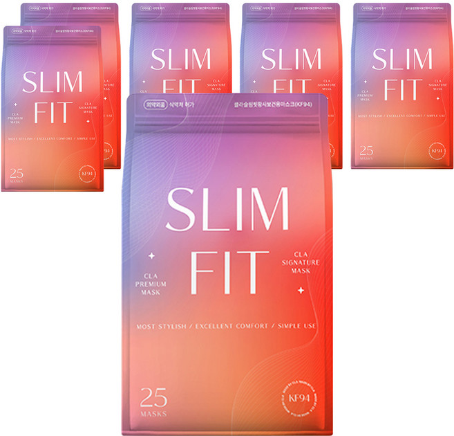 CLA 슬림핏 라이트패키지 보건용 컬러 새부리형 마스크 대형 KF94, 25개입, 6개, 화이트