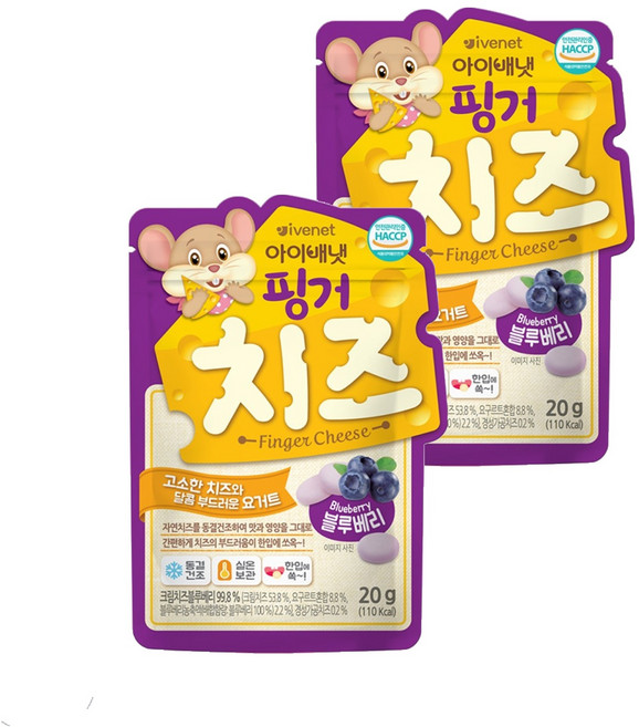 韓國 ivenet 手指起司, 20g, 綜合口味(起司/藍莓), 2個