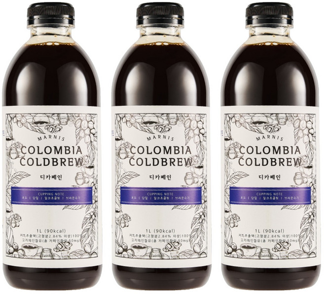 마르니스 디카페인 콜롬비아 콜드브루 원액 1L, 3개
