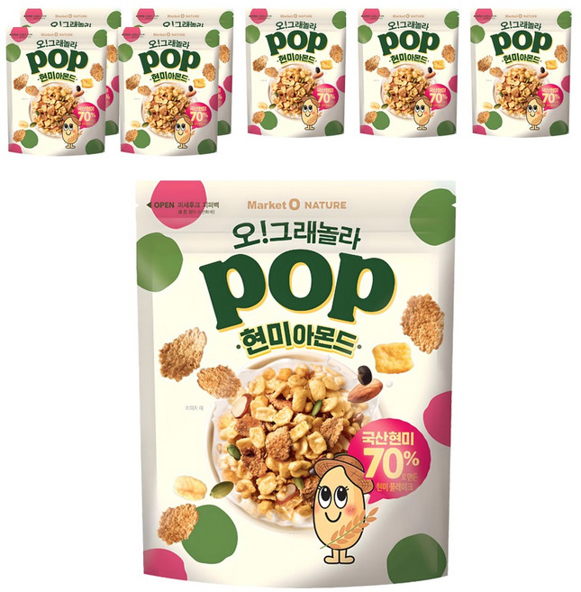 마켓오네이처 오 그래놀라 팝 현미아몬드, 8개, 340g