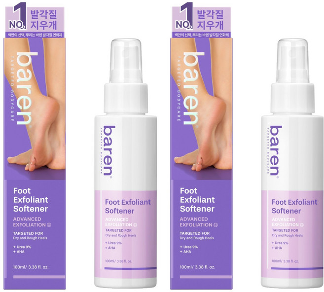 바렌 발 각질지우개 풋 소프트너, 1개입, 2개, 100ml