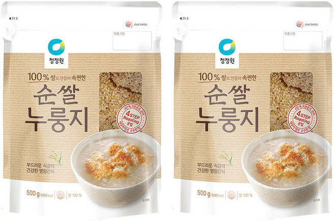 청정원 순쌀 누룽지, 500g, 2개
