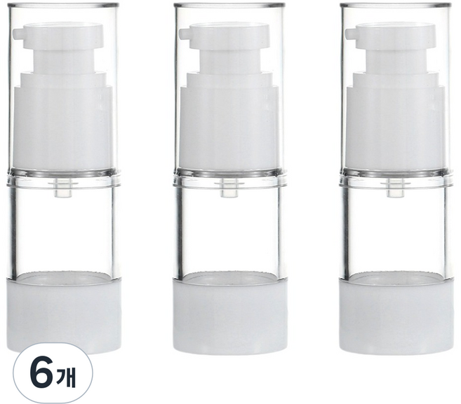 27리빙 진공 여행 휴대용 소분 로션 펌핑용기 30ml, 6개, 화이트 + 투명