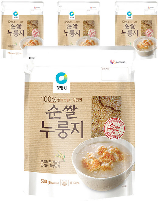 청정원 순쌀 누룽지, 500g, 4개