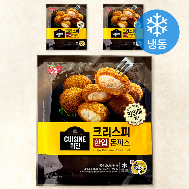 동원 퀴진 크리스피 한입돈까스 (냉동), 450g, 3개