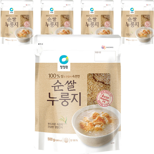 청정원 순쌀 누룽지, 500g, 5개