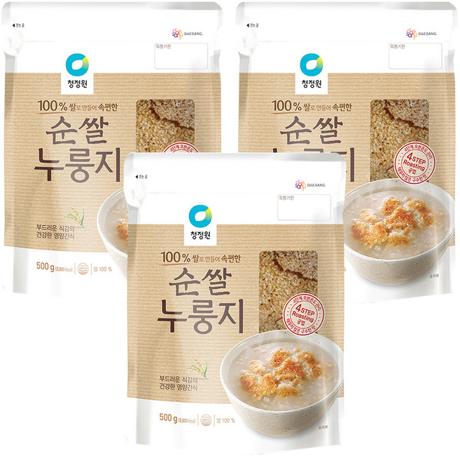 청정원 순쌀 누룽지, 500g, 3개
