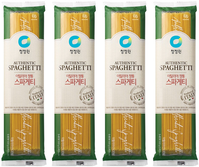 청정원 이탈리아 정통 스파게티면, 500g, 4개
