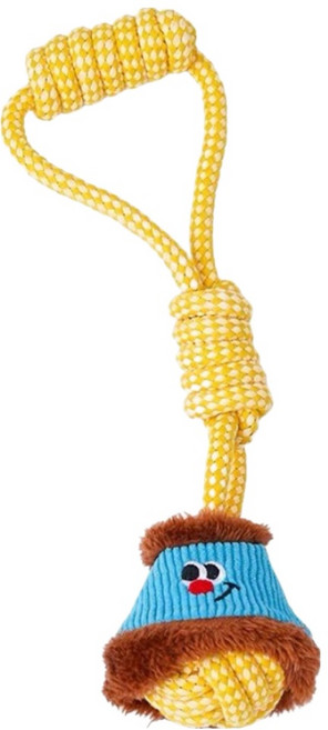 zeze 手提燈狗狗繩結拔河玩具, 1個, 藍色 + 黃色