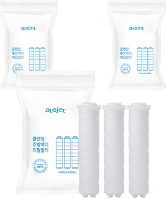 아토젯 클렌징 주방 핸디형 바디 리필 필터 3p, 3개