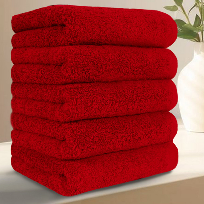 테리크 프리미엄 먼지없는 호텔 수건 200g 40수 코마사 면, 레드, 5개