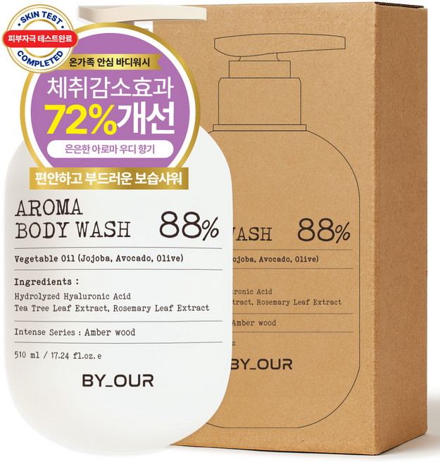 바이아우어 아로마 약산성 퍼퓸 바디워시 앰버우드향, 510ml, 1개
