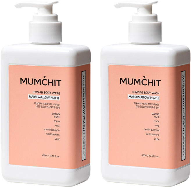 MUMCHIT 默契 弱酸性沐浴乳 棉花糖水蜜桃, 400ml, 2個
