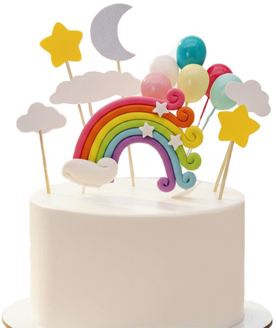 에이브릭 레인보우 유니콘 케이크 장식, 1세트