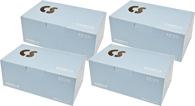 CS 凱馺國際 醫用口罩 未滅菌 成人平面 MF00210 17.5 x 9.5cm, 30片, 4盒, 燕麥奶
