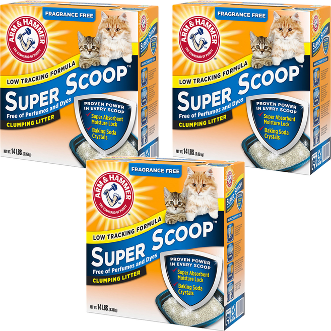 ARM&HAMMER 超凝結貓砂, 6.35kg, 3盒, 無香味