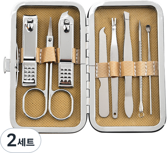 피피홈리빙 귀이개 손톱깍이 케어 8종 세트, 2세트, 브라운