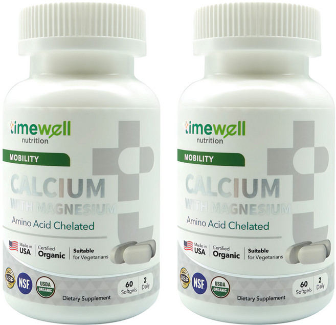 timewell 時光安好 胺基酸螯合鈣 + 鎂, 2罐, 60顆