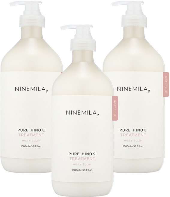 나인밀라 퓨어 히노끼 트리트먼트 미스티 튤립, 3개, 1L