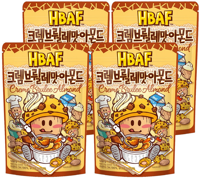 HBAF 杏仁果 焦糖布丁口味, 4包, 190g