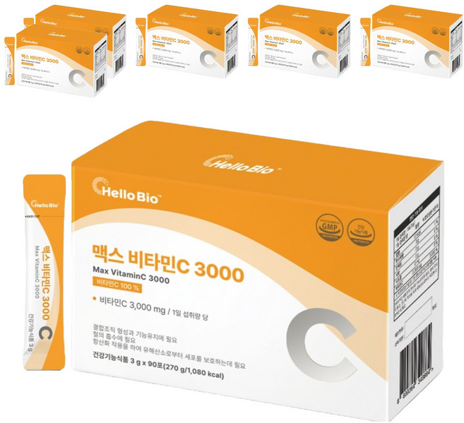 헬로바이오 맥스 비타민C 3000 90p, 270g, 6개