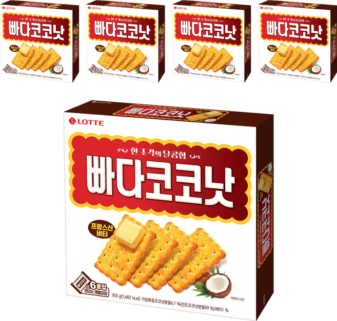 롯데웰푸드 빠다코코낫, 300g, 5개