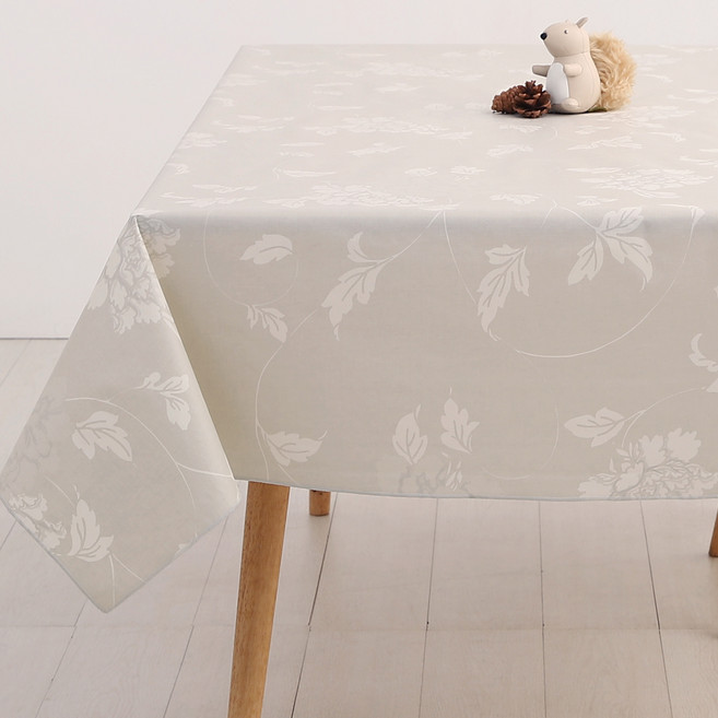 Casa Bella 美麗家居 北歐風防水桌巾 PVC環保塑料, 140 x 140cm, 暖灰孔雀草, 1條