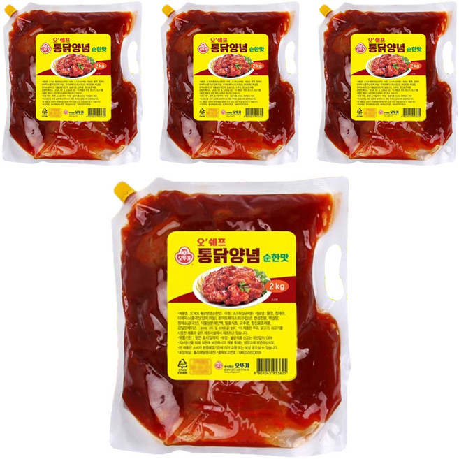 오뚜기 오쉐프 통닭양념 순한맛, 2kg, 4개