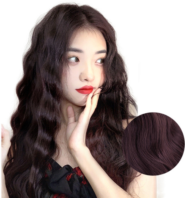 히피 붙임머리 헤어피스 10 x 50 cm, 다크브라운, 5개