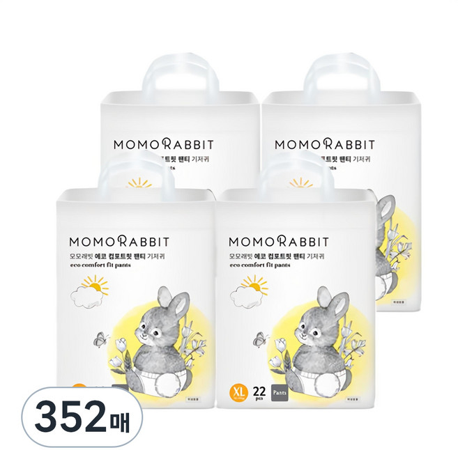 모모래빗 에코컴포트핏 팬티기저귀 유아용, 특대형(XL), 352매
