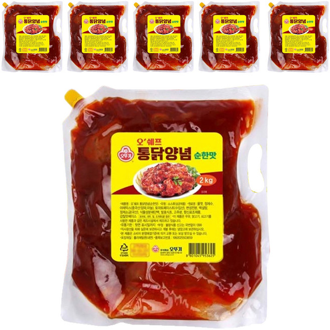오뚜기 오쉐프 통닭양념 순한맛, 2kg, 6개