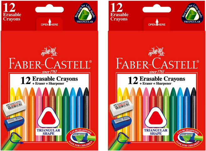 FABER-CASTELL 輝柏 三角擦擦蠟筆, 2盒, 12色