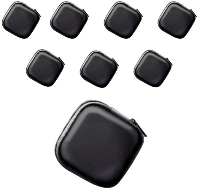 트리아노 라운드 이어폰 파우치, 블랙, 8개