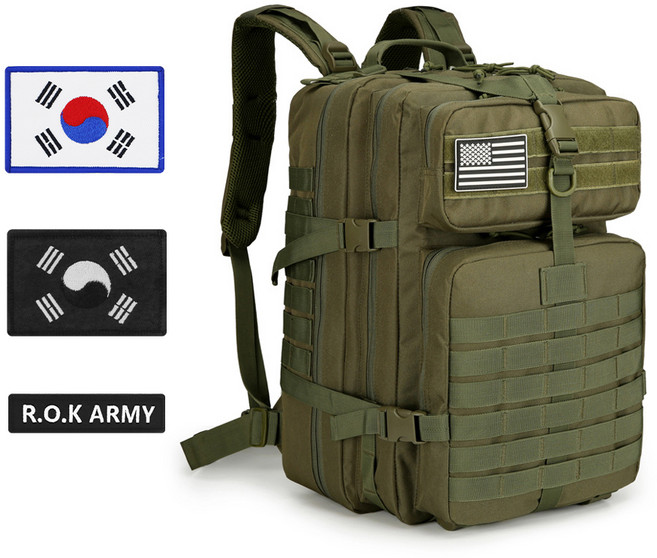 스포홀릭 대용량 캠핑 등산 밀리터리 백팩 45L, 카키