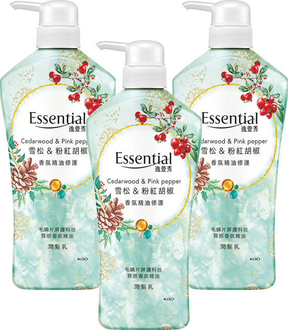 Essential 逸萱秀 雪松+粉紅胡椒護潤髮乳, 700ml, 3瓶