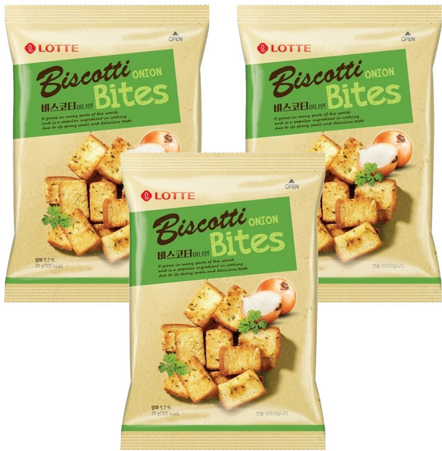 LOTTE 樂天 洋蔥麵包餅, 70g, 3包