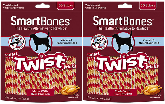 스마트본 트위스트스틱 강아지 건조간식 50p, 치킨, 275g, 2개