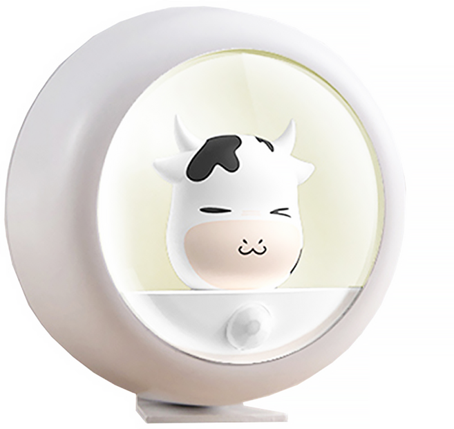 INTOPIC 廣鼎 療癒乳牛感應小夜燈 磁鐵吸附 循環充電 兩檔亮度 30秒熄燈