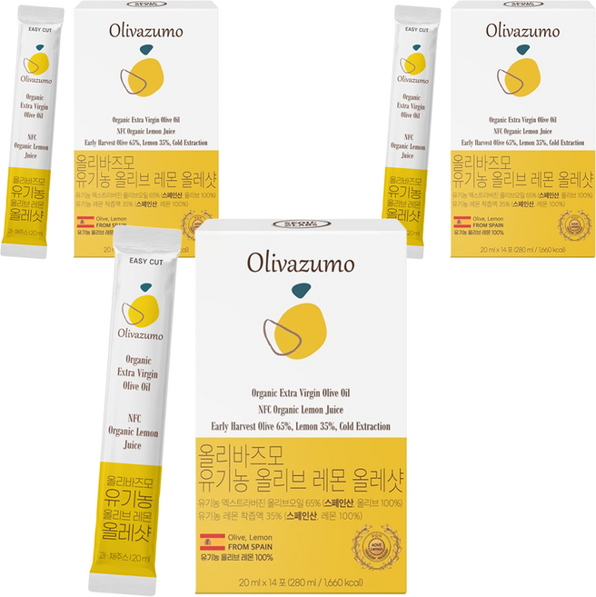 서울랩스 올리바즈모 유기농 엑스트라버진 올리브 레몬 올레샷 스틱 14p, 280ml, 3개