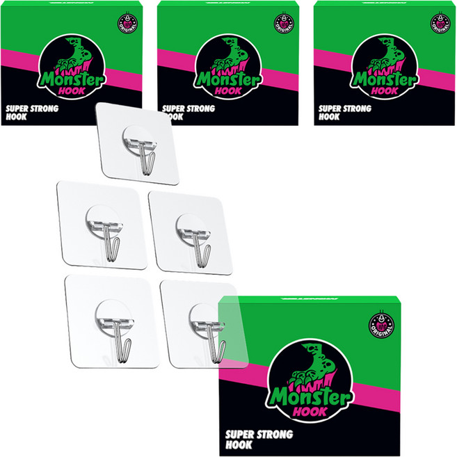 몬스터겔 무타공 부착식 후크 5p, 4세트