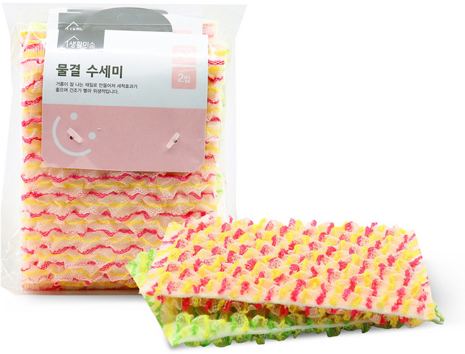 생활미소 물결 수세미, 2개입, 3개