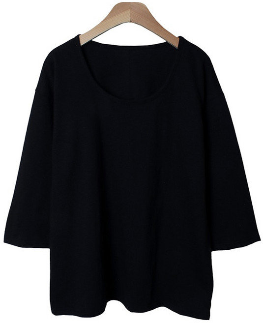 안다로미 여성용 슬라브 유넥 8부 티셔츠