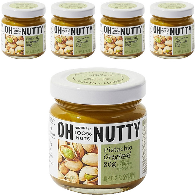 OH NUTTY 開心果抹醬 原味, 5罐, 80g