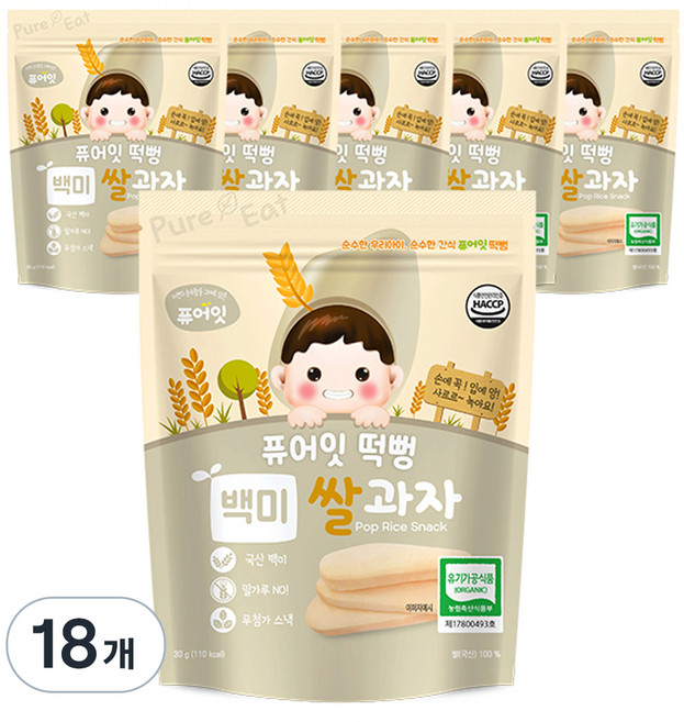 퓨어잇 떡뻥 쌀과자 30g, 백미, 18개