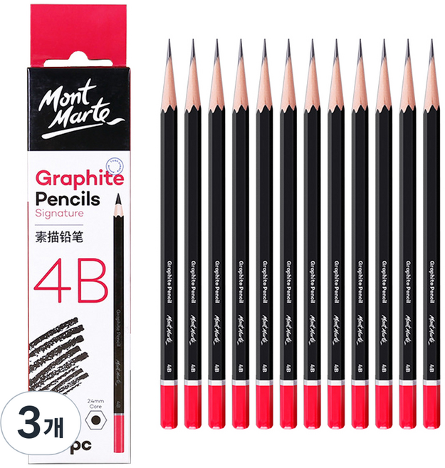몽마르뜨 동아피엠에스 스케치 필기 연필 12p, 4B, 3개