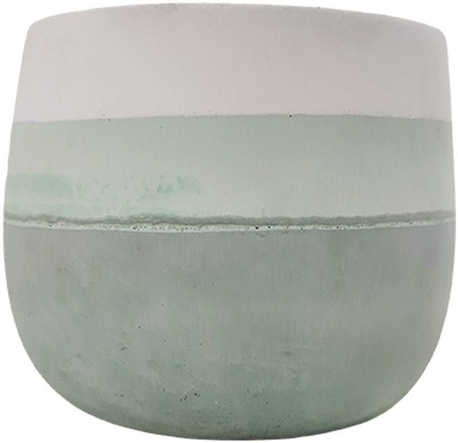 中圓底水泥盆, 綠色調三色, 1個