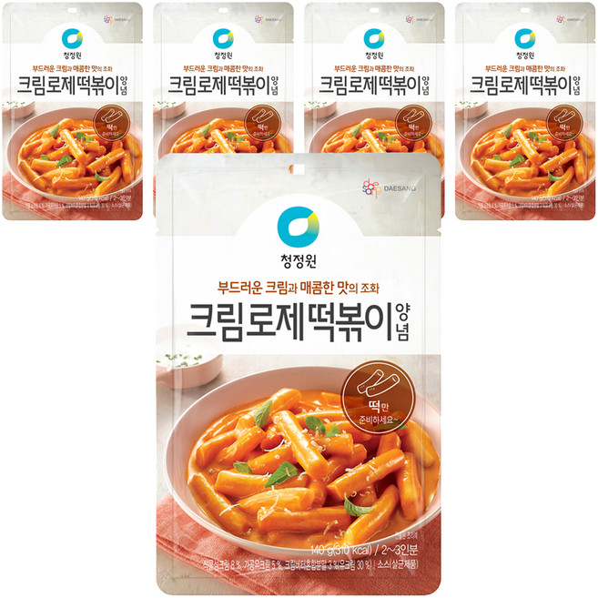 청정원 크림로제 떡볶이 양념, 5개, 140g